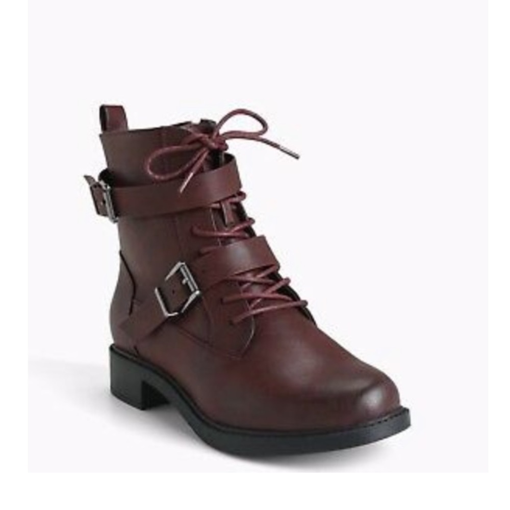 Torrid size 9 FAUX LEATHER HARDWARE COMBAT BOOTS